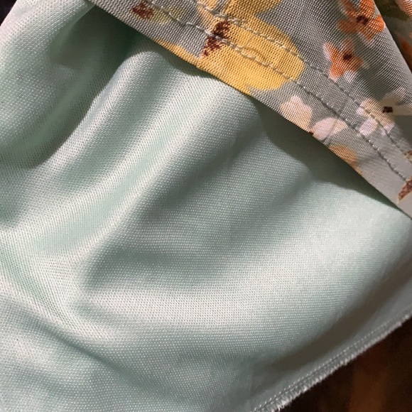 Teal Floral Blouse With Attached Teal Undershirt - Picture 5 of 5